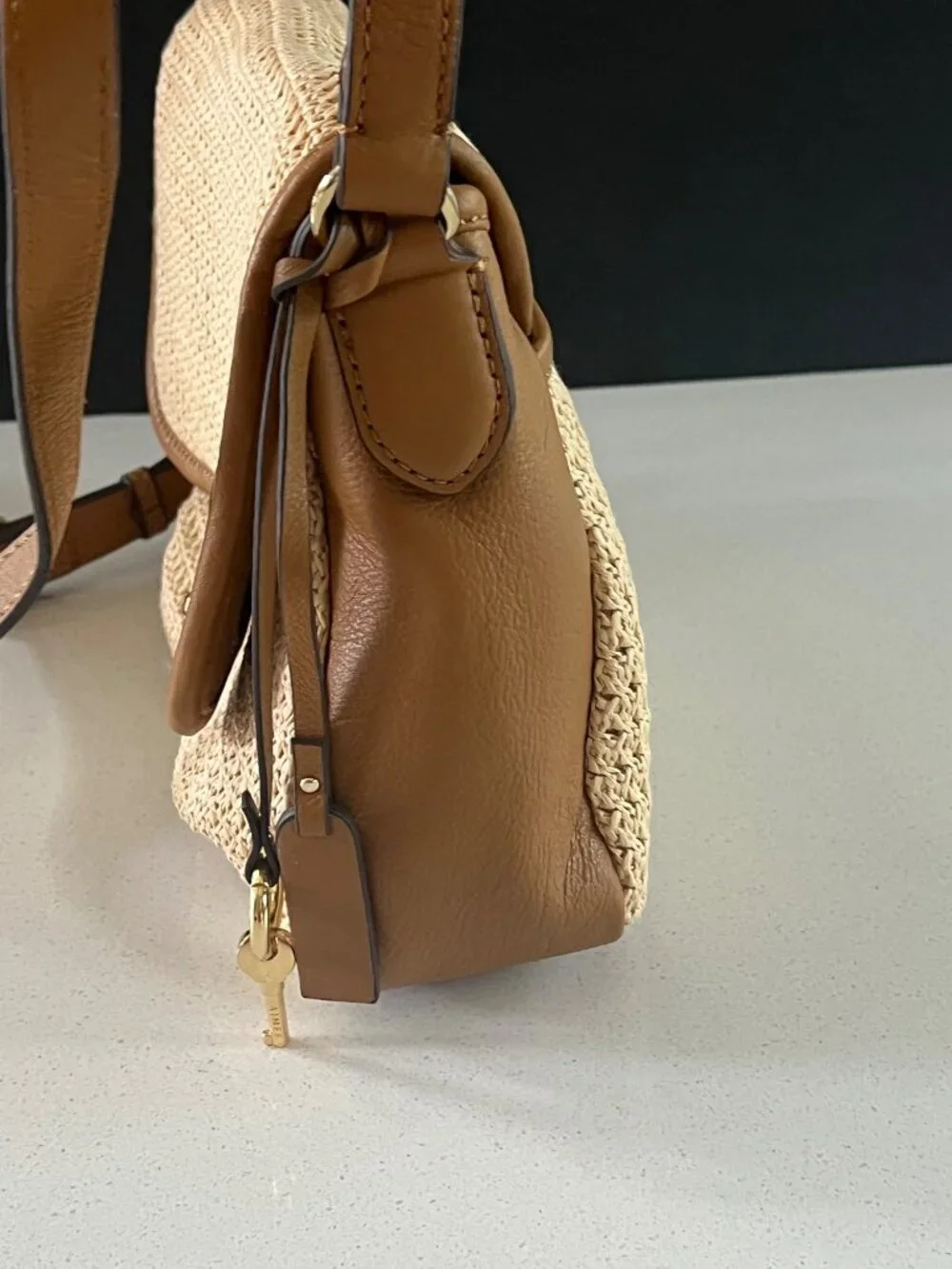 AIMEE Cannes Flap Crossbody Bag beige Raffia Canyon